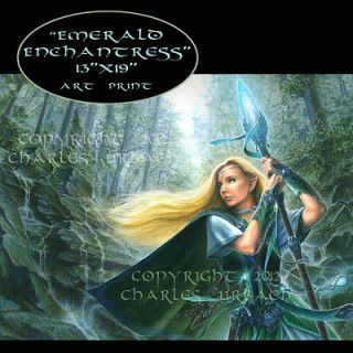 Elf Sorceress 13x19 Art Wicca Elvish Staff Costume Goddess Fairy 