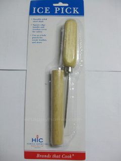 Harold Covered Ice Pick Stainless Steel With Wood Handle And Cover NEW