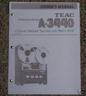 Teac A 3440 Reel to Reel Owners Manual FREE SHIP