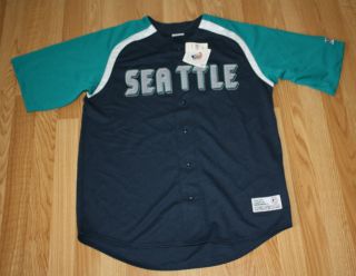 NWT Mens MLB SEATTLE MARINERS Baseball Uniform Shirt Size Large L
