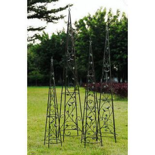 Wrought Iron Plant Stand Garden Topiary Trellis Set Of 4   32522