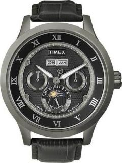 Timex SL Series Automatic Moon Phase Annual Calendar Black Dial 
