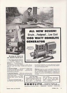 1956 Homelite Ad New 1500 Watt Homelite Generator