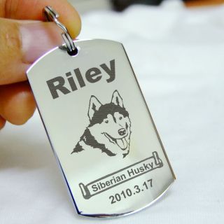   Pet ID Tags Dog Name Tag Stainless Steel Custom Engrave Dog Tag Silver