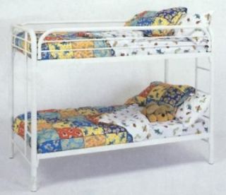 NEW CONTEMPORARY WHITE METAL TWIN OVER TWIN BUNK BED