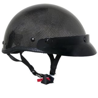 Ultra Low Profile Glossy Carbon Fiber Motorcycle Half Helmet size L