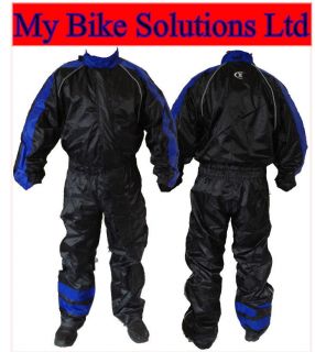 Rainsuit Hi Viz 1 Piece Motorcycle Motorbike Waterproof OSX Blue/Black