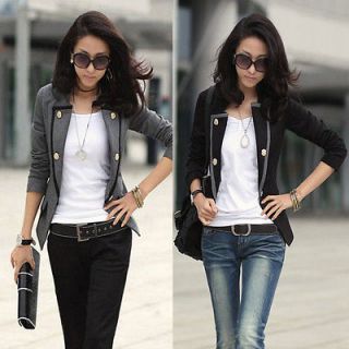 Fashion Women Blazer Jacket Ladies OL Casual Suit Coat Outerwear Black 
