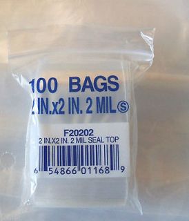 100 New Resealable Clear 2x 2 Zip Lock Bags 2 Mil (Ziplock)