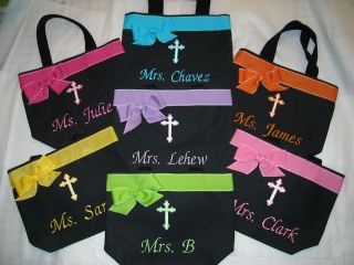 Personalized Tote bag, Bible bag, Cross Monogram Color