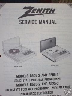 Zenith B505 2 Portable Phonograph Service Manual RA 54