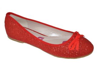 Red Brocade Ballerinas Glitter Wedding Pumps Ballets UK 3 4 5 6 7 7.5