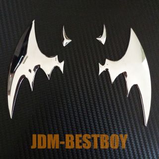 CHROME Metal Made BAT Add on Rear Emblem 3D Car Motor Decal Sticker 
