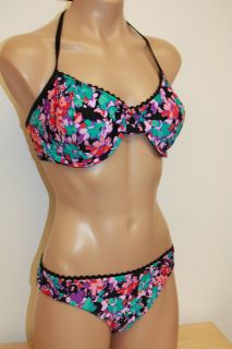 NWT Material Girl Swimsuit Bikini 2ps set Ditsy Bralette underwire Bra