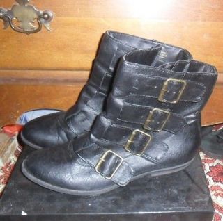 Madden Girl Black Buckle Ankle Boots SZ 6