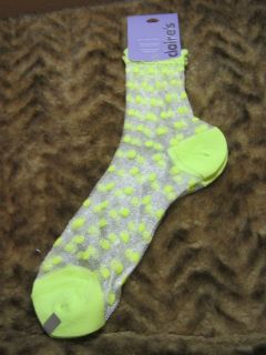 new neon yellow sheer polka dot ankle sock frilly 9 11 hosiery 