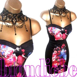   ♥SEXY♥ FLORAL BUSTIER BODYCON EVENING COCKTAIL DRESS ♥ UK 14