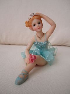 BALLERINA girl in blue w/ tiara Cake Topper Figurine Favor Birthday 