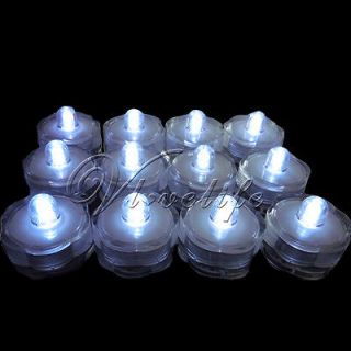 12 White LED Submersible Lights Candles Waterproof Replaceable Xmas 