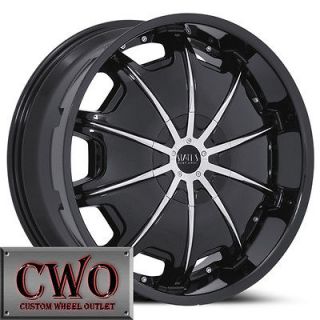 24 Black Status Grinder Wheels Rims 6x139.7 6 Lug Chevy Tahoe Escalade 