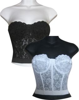 Lace Lingerie Low Plunge Corset Bra Underwire Backless and Strapless 