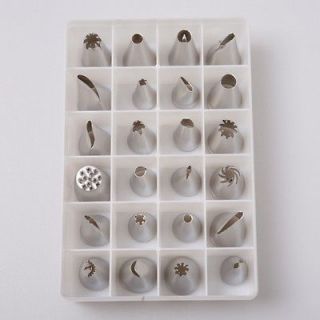   steel 24 Icing Nozzles Pastry Tips Cakes cookies Decorating set w/ Box