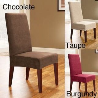 Smooth Suede Shorty Dining Room Chair Covers (Set of 2)