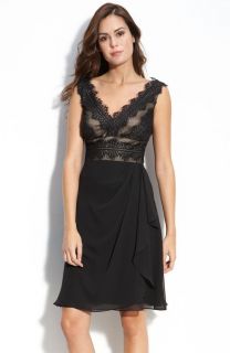 JS Collections Lace & Chiffon Sheath Black Dress Sz 14 New