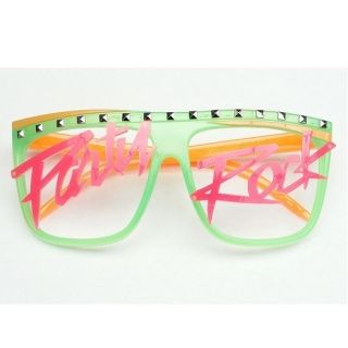   LMFAO Retro Neon Glow In the Dark Glasses Sunglasses Wayfarer Green