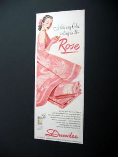 Dundee Bath Towels Rose Color 1947 print Ad