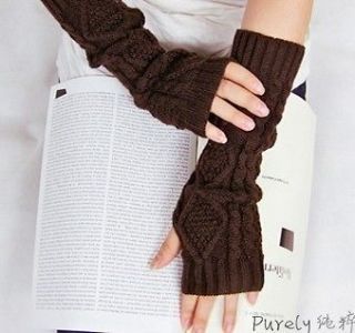 Style Long womens braided knit arm warmer fingerless gloves Leisure 