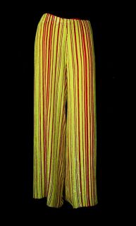 FENDI  Red Yellow SEQUINED STRIPED WIDE LEG PANTS ~ SIZE 4