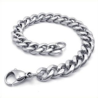 Silver Tone Stainless Steel Link Mens Bracelet 8.66 A19212