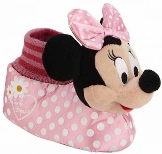 DISNEY MINNIE MOUSE PINK SOCK TOP SLIPPERS 9/10 11/12 ~ NWT