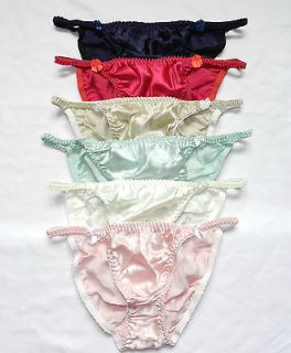 Pairs Pure Silk Womens String Bikini Panties Size XL (W36 39)