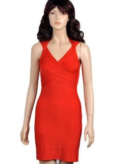 Sexy red cocktail bandage womens evening dress classic discount sz XS 