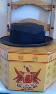 Vintage DOBBS Fifth Avenue New York Pork Pie Hat & KNOX Hat Box EUC