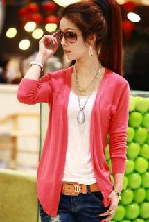   listed GA52 Red Korean Women Candy Color Long Sleeve Cardigan Knit Top
