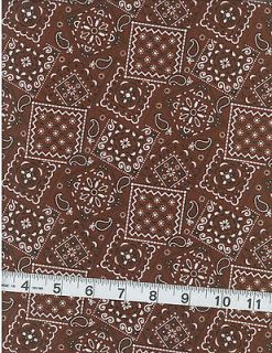   Fabric Blazin Bandana Brown 100% cotton for quilts crafts 1 yd SALE