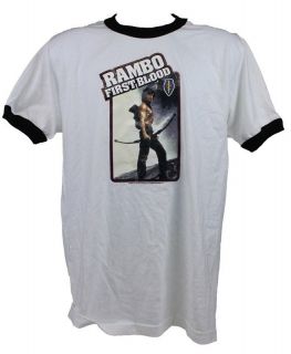 Rambo First Blood Sylvester Stallone Mens Ringer T Shirt New