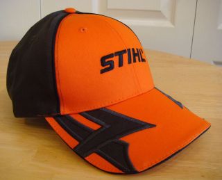 Stihl Hunter Orange Front Black Back Fabric Hat / Cap with Tribal 