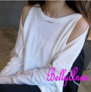   Women Ladies Sexy Cut Out Shoulder Loose Baggy Sweater Knit Jumper Top
