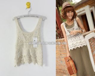   Sweet Cute Lace Hollow Crochet Knit Batwing Loose Blouse Shirt Top