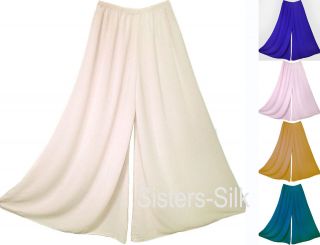 100% Silk Palazzo Pants Slacks Split Skirt S~3XL #AF433