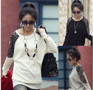 New Fashion Womens Batwing Tops Long Sleeve Casual Blouse Leopard 