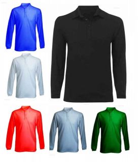 Mens Long Sleeve Pique Polo T Shirts Sizes XS to 4XL WORK CASUAL 