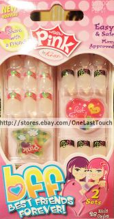 PINK by KISS~2 Sets (28pc) Nails PEACE SIGN Tips~BFF~Stick​/Press On 