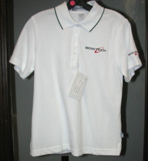 Bowtech Ladies Button Polo Short Sleeve Shirt,White, Large 107 8R