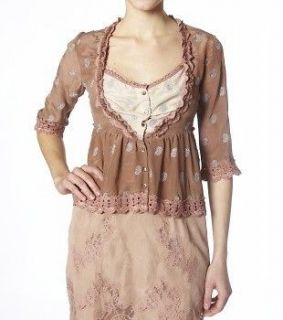   MOLLY 820 antropologie OPULENT tunic top silk embroidered powder 1 NEW