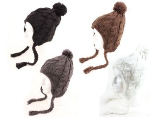Womens Trapper Knit Winter Ear Flap Hat P212 Choice Of 4 Colors